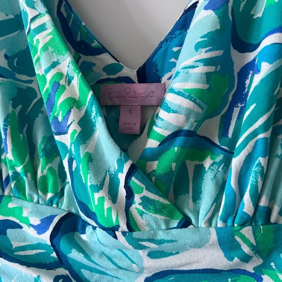 Lilly Pulitzer Fleur Agate Green Lazy River Rayon Spandex Jersey Dress - Picture 2 of 5